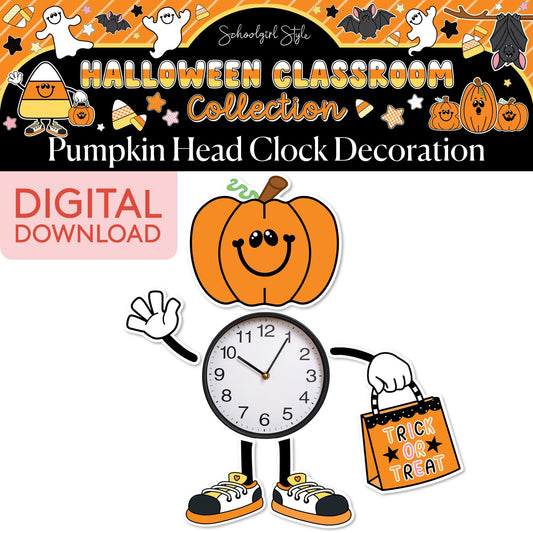 Printable Halloween Pumpkin Clock Decoration | 90s Teacher