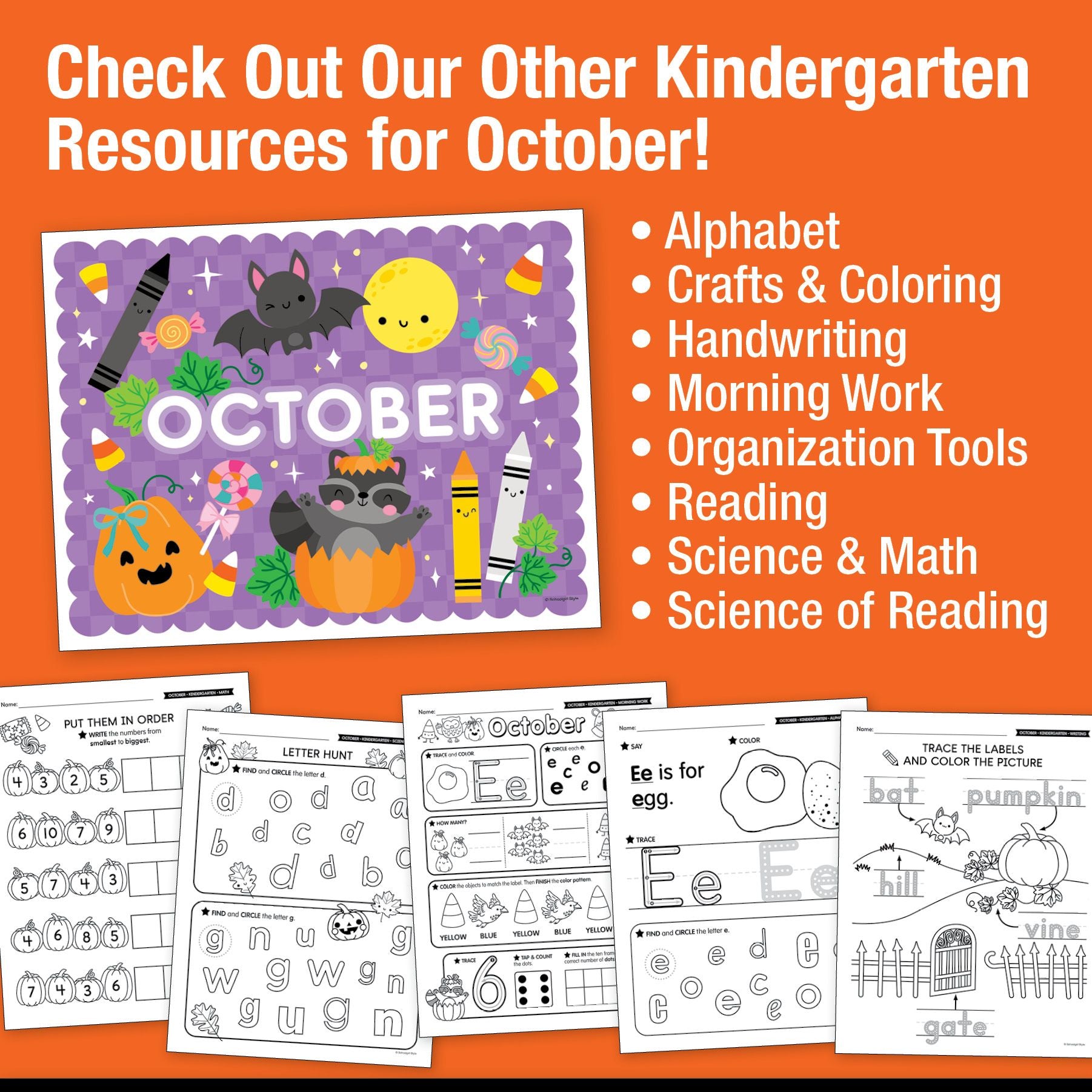 Printable Kindergarten October Daily Sight Words
