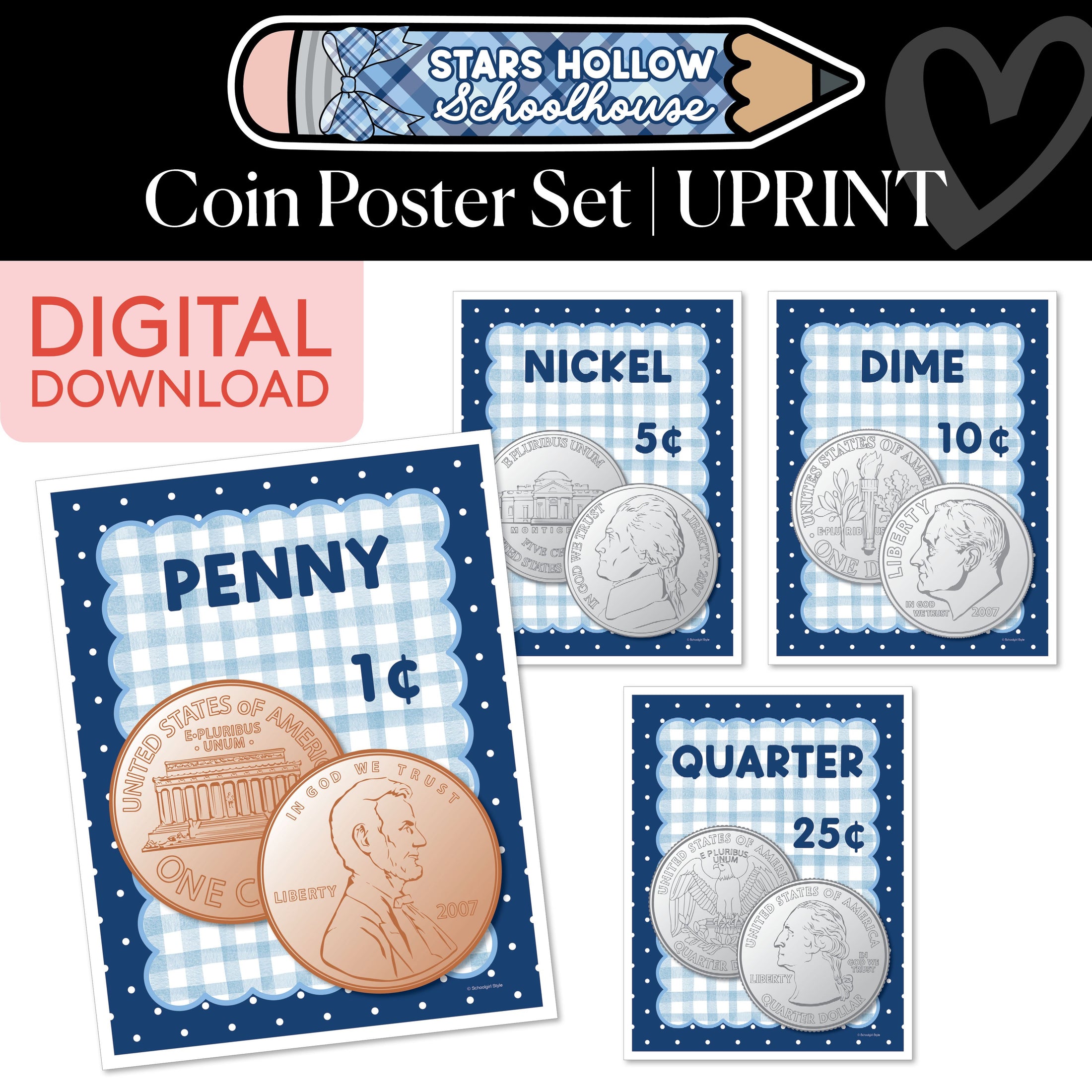 Printable Cozy Coin Poster Set | School in Stars Hollow