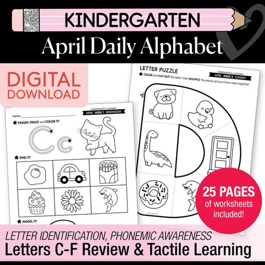 Printable Kindergarten April Daily Alphabet