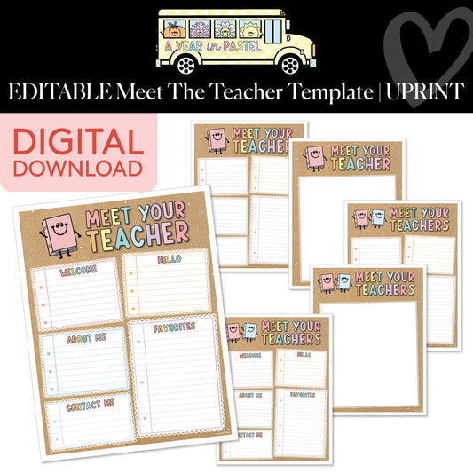 Printable Editable Meet The Teacher Template | A Year In Pastel