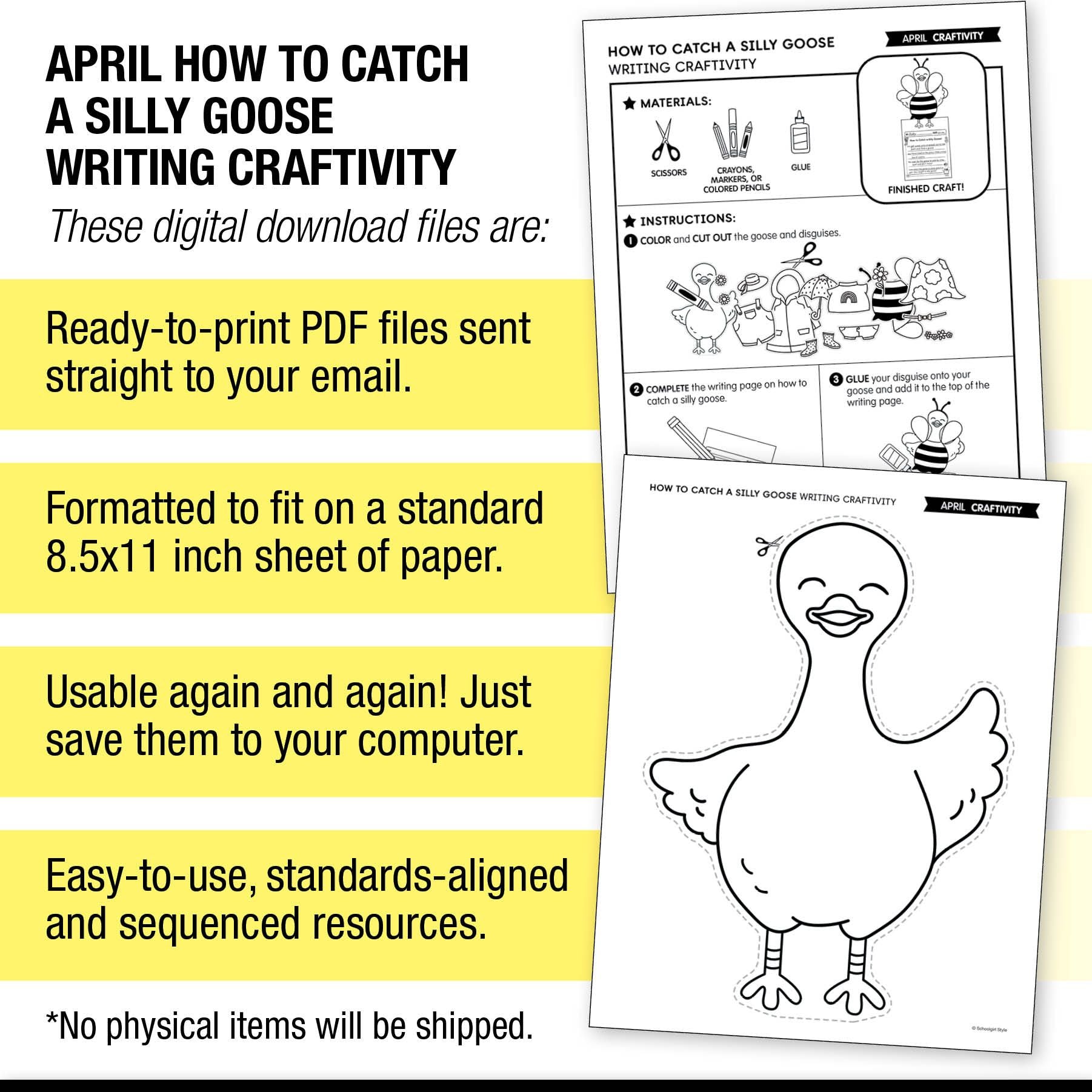 Printable April How To Catch A Silly Goose Writing Craftivity