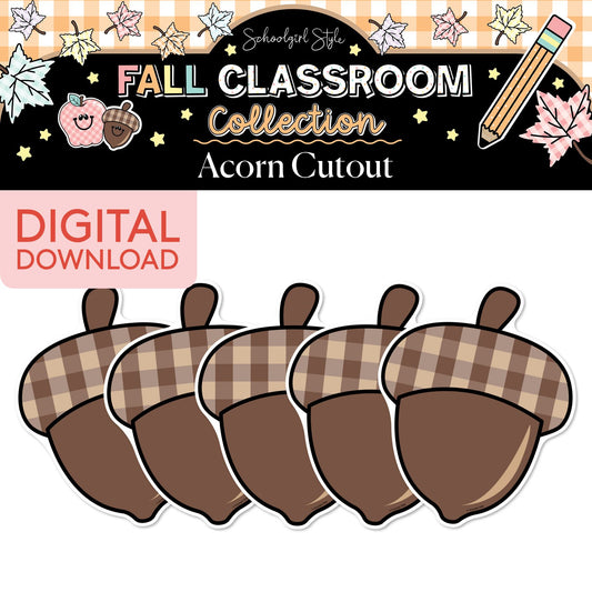 Printable Pastel Fall Acorns Cutouts
