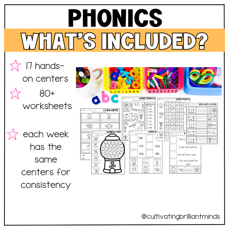 CVC Short O Phonics Centers | Literacy Centers | Kindergarten, First Grade