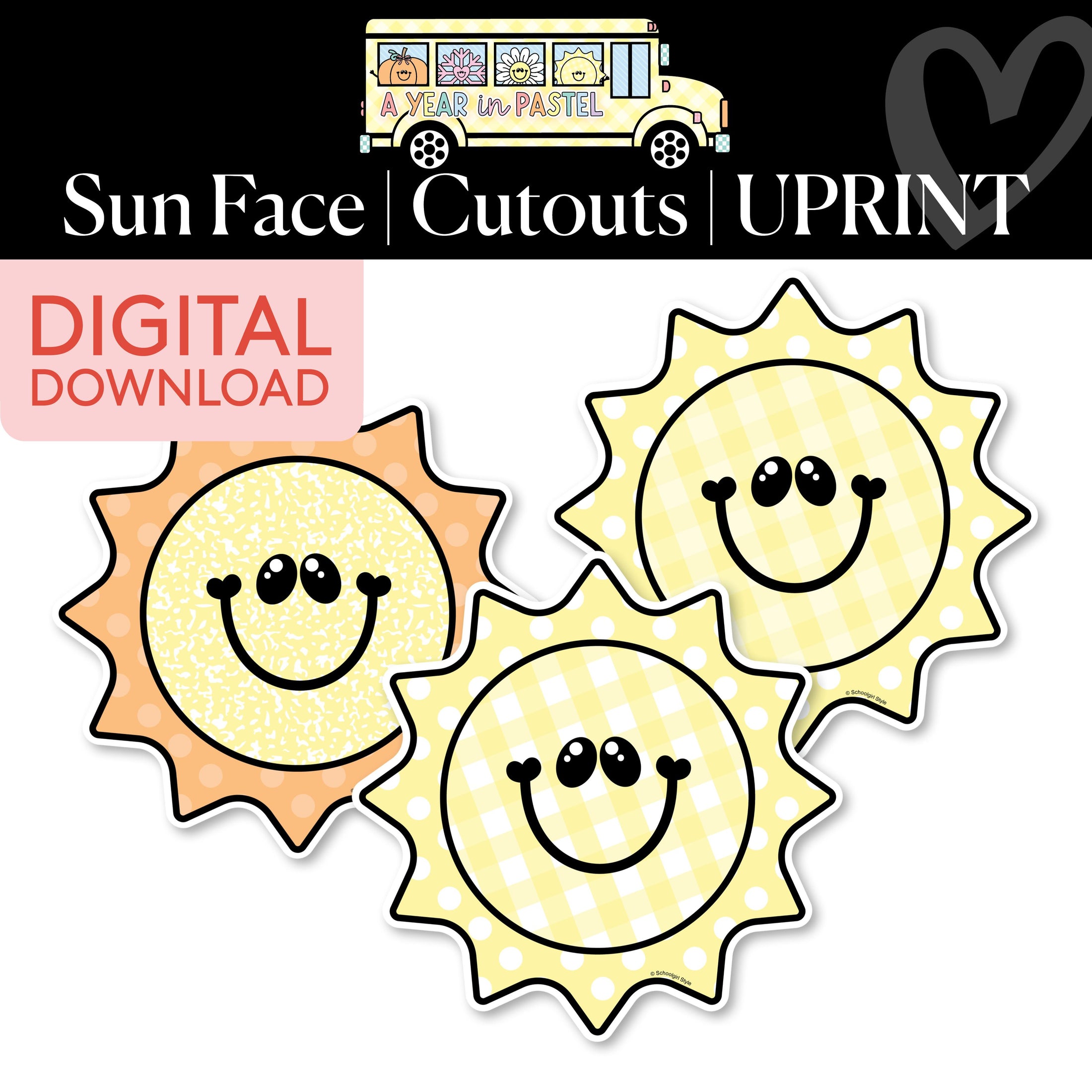 Printable Sun Face Cutouts | A Year In Pastel