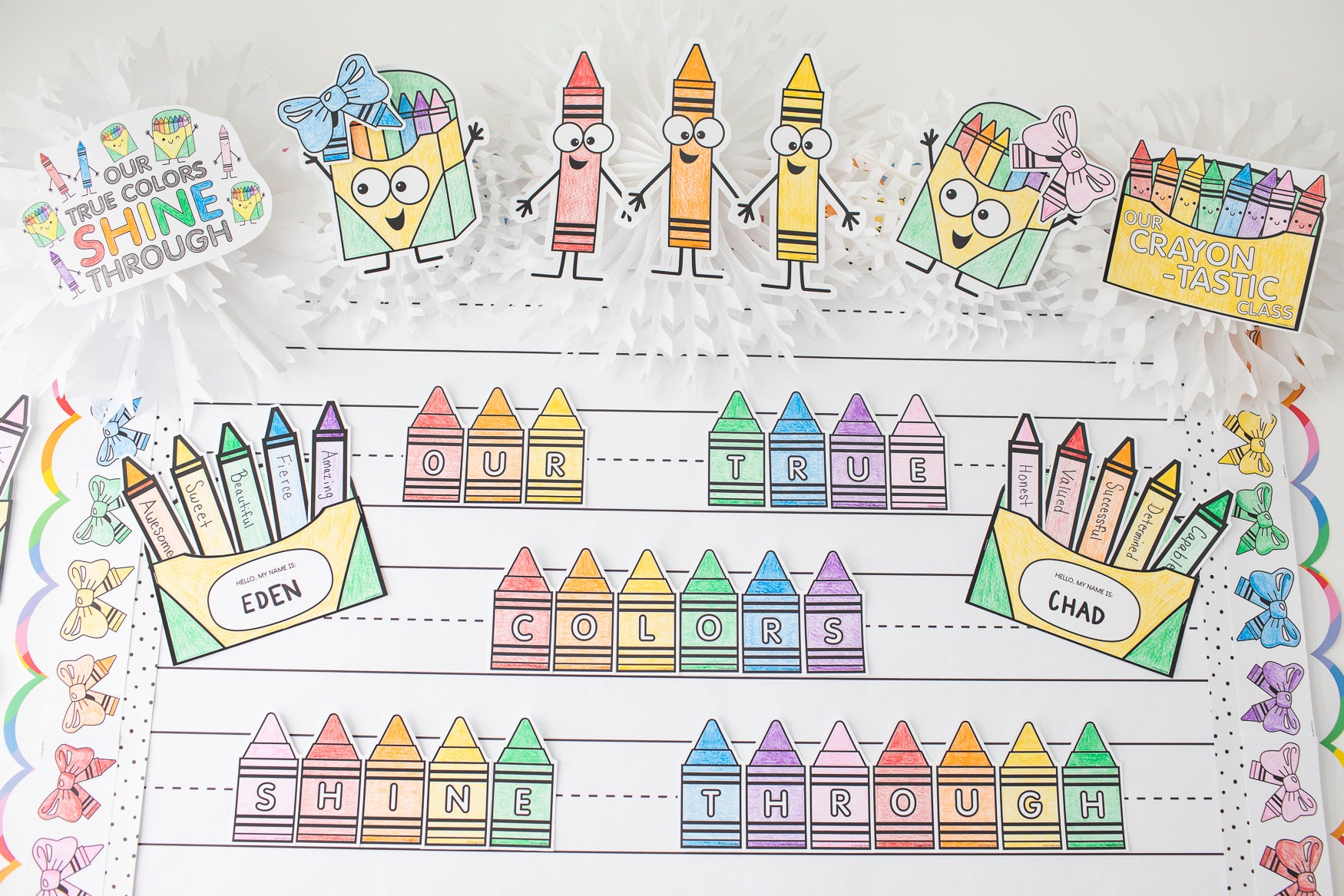 Second Grade September Crayon Box Craftivity Bulletin Board Set