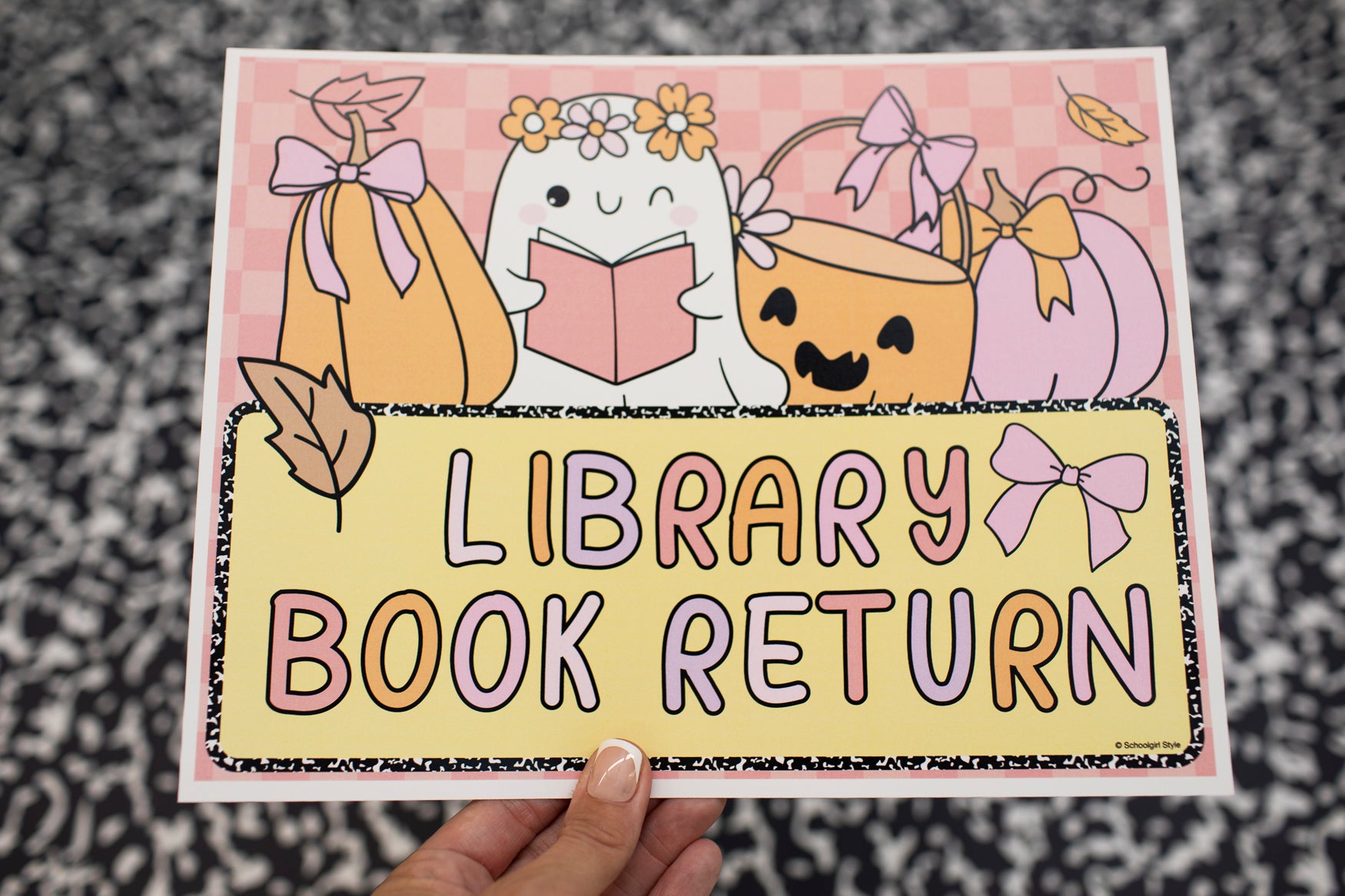 halloween themed library book return sign for your classroom library
