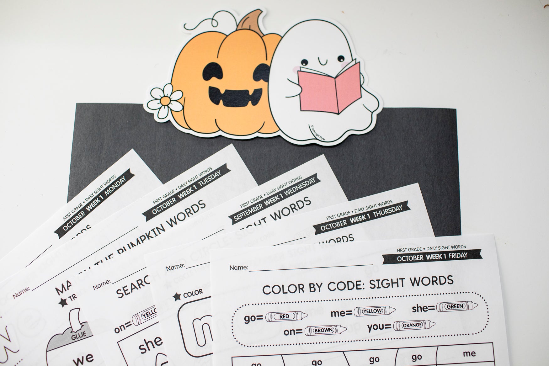 Printable First Grade October Daily Sight Words Worksheets