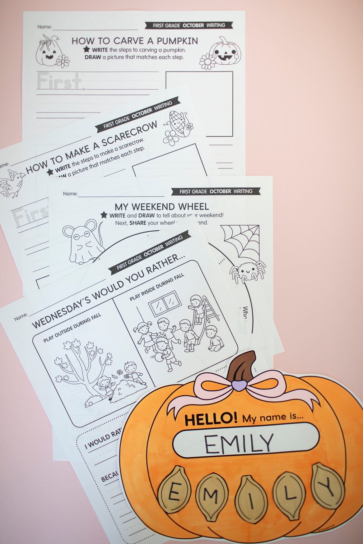 first grade writing pages for october