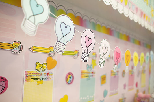 Printable Rainbow Pastel Light Bulbs Bulletin Board Cutouts | Emotional Rollercoaster