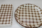 Brown Plaid Scalloped Plates