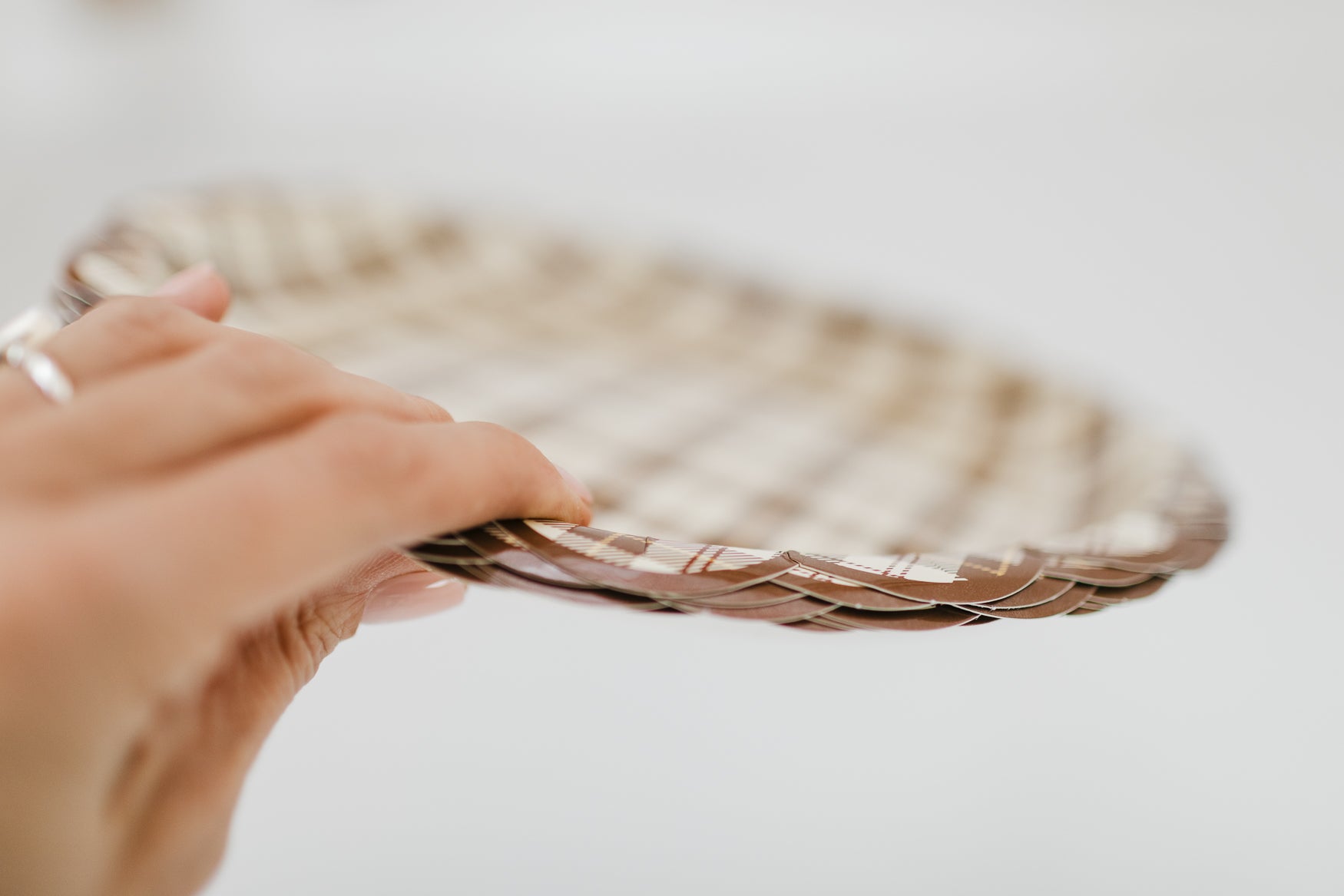 Brown Plaid Scalloped Plates