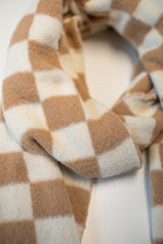 Sweater Weather Checkerboard Scarf, Tan │ Winter Outerwear │ Schoolgirl Style