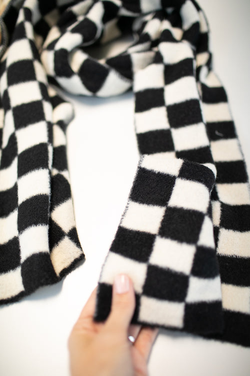 "The Oliver" Black Checkerboard Scarf │ Winter Outerwear │ Schoolgirl Style
