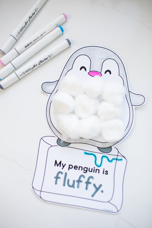 Printable January Cotton Ball Penguin Craftivity