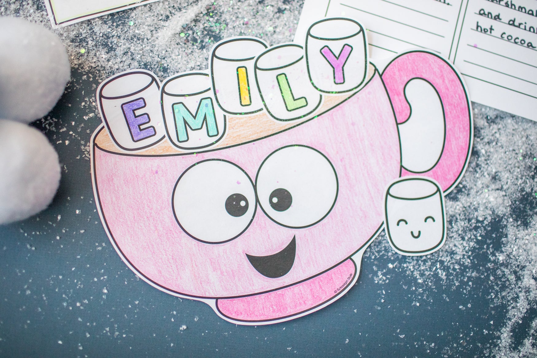 Printable January Hot Cocoa Name Writing Craftivity