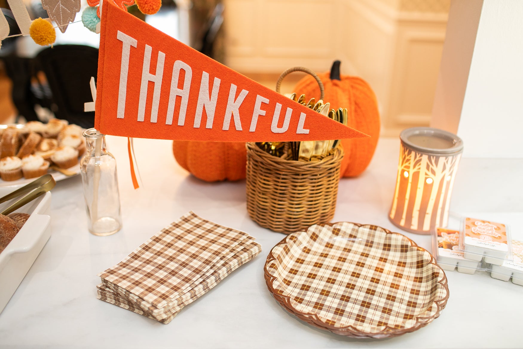 Brown Plaid Scalloped Plates | Thanksgiving | Paper Goods | Schoolgirl Style