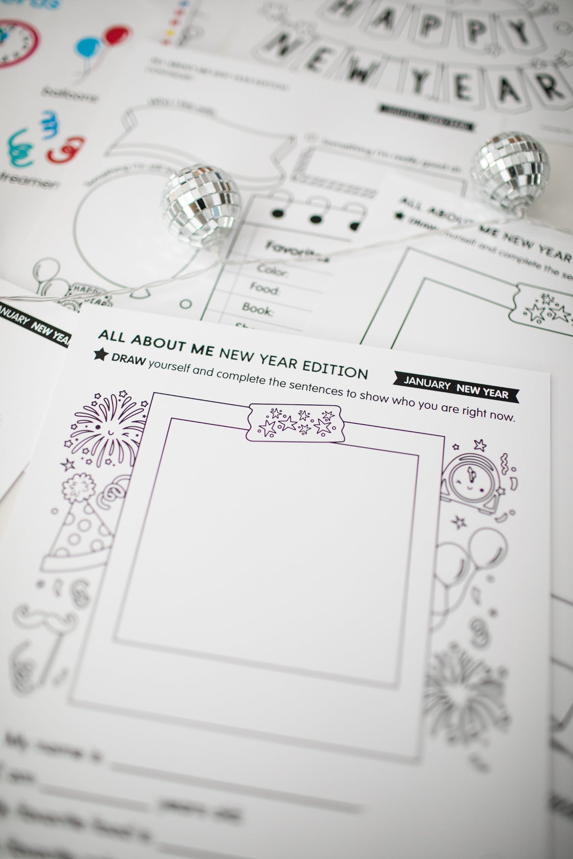 Printable January New Year Crafts and Activities Party Pack