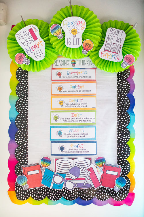 "Reading is Thinking" Mini Bulletin Board Set | Light Bulb Moments | UPRINT | Schoolgirl Style