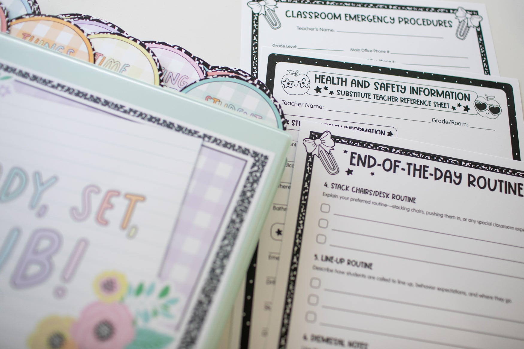 Printable Pastel Editable Substitute Teacher Binder and Forms