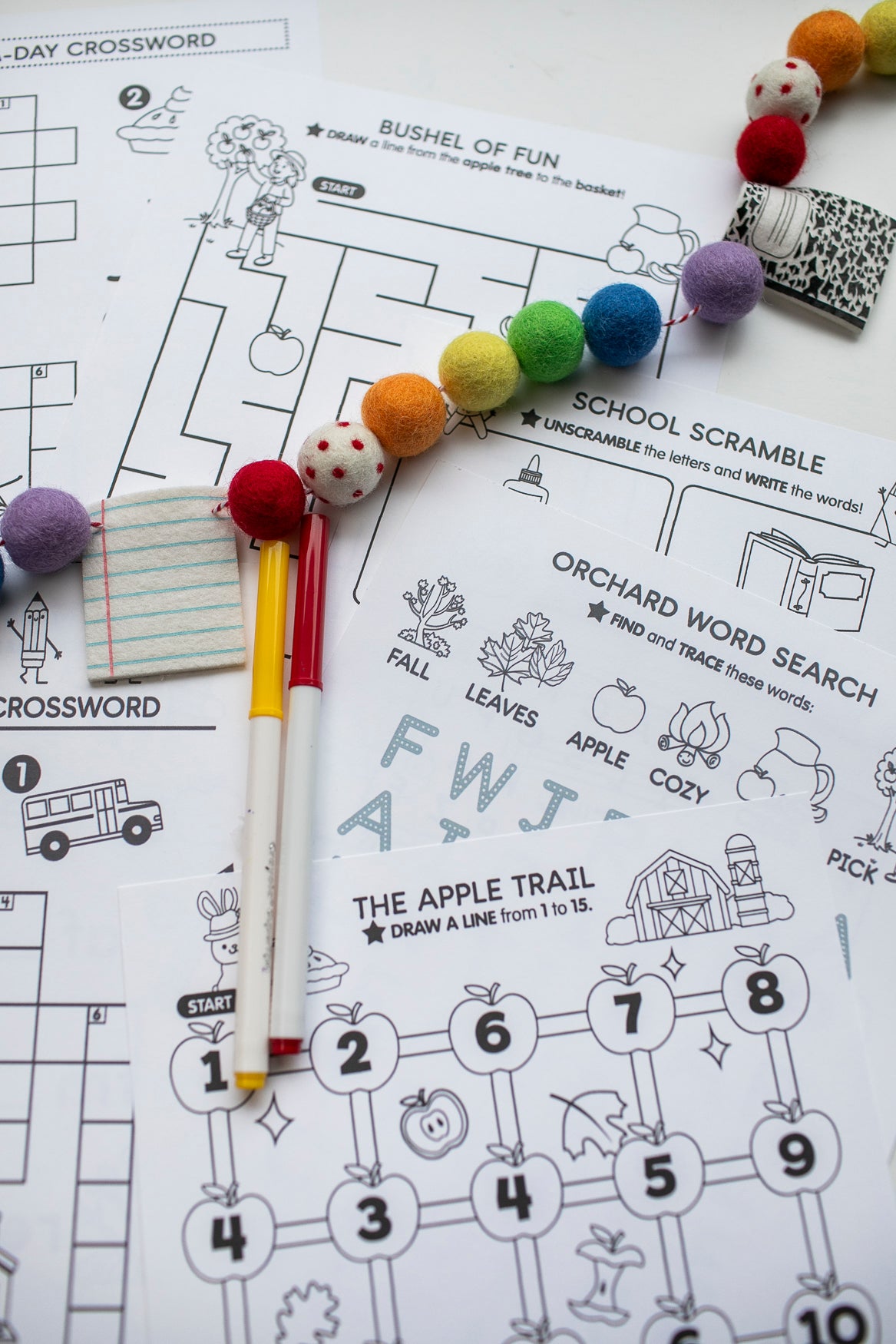 September Mazes and Word Searches