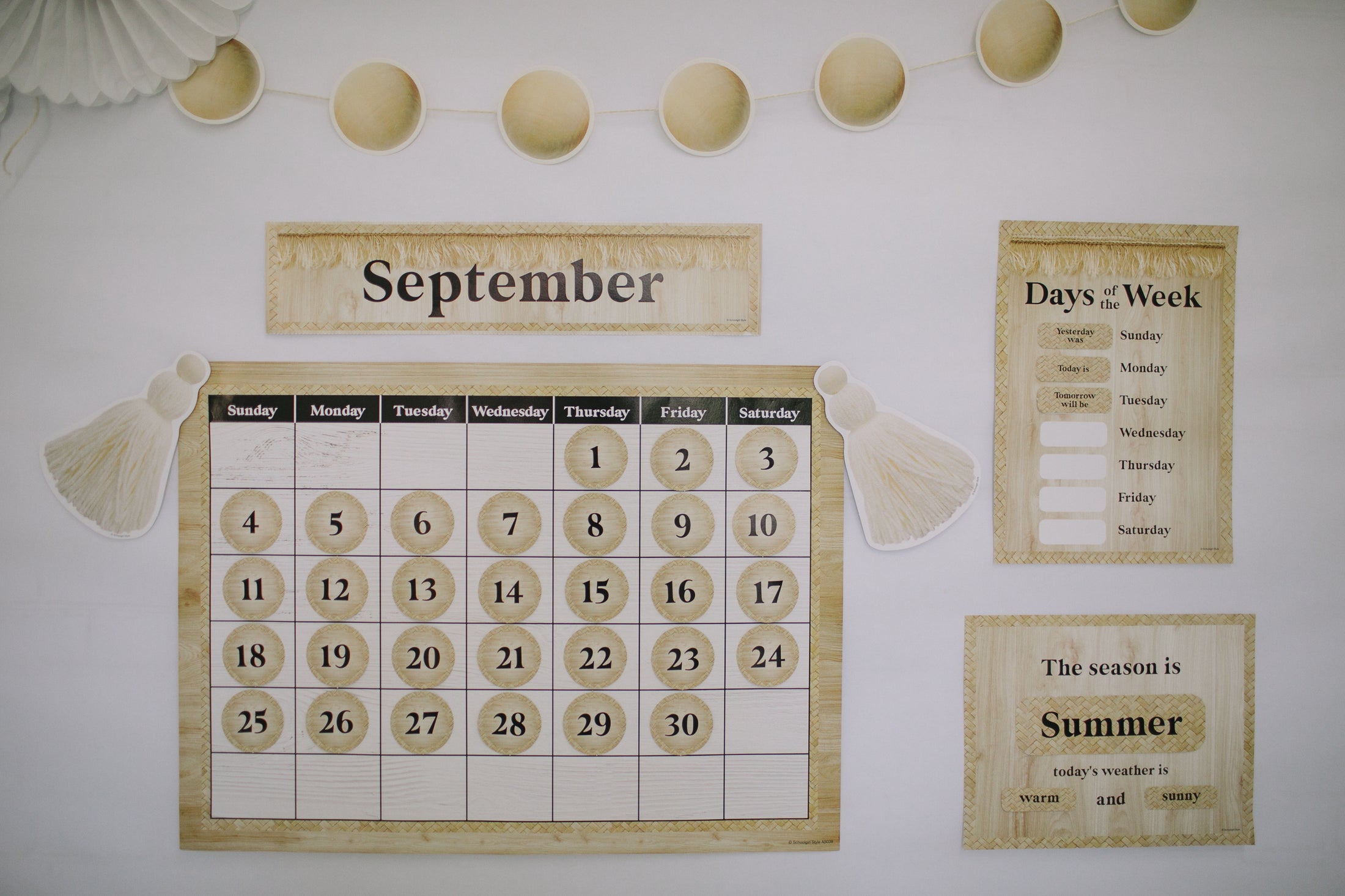 Boho Fringe Calendar Bulletin Board Set