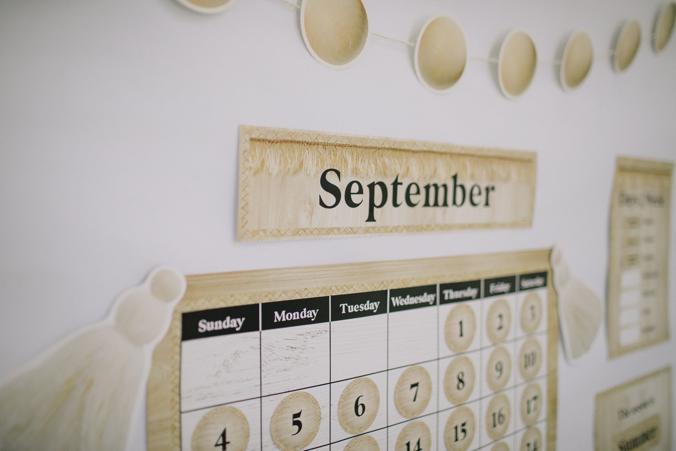 Boho Fringe Calendar Bulletin Board Set