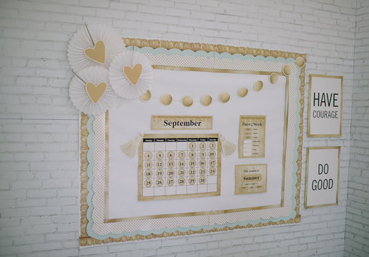 Boho Fringe Calendar Bulletin Board Set