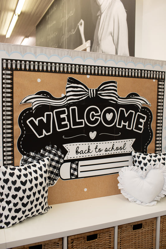 Printable Classic Black and White Welcome Back to School | Simply Sweet
