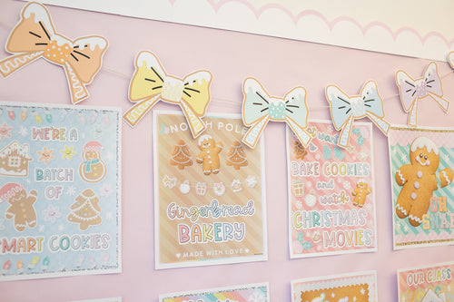 Bows | Pastel Gingerbread | Christmas | Printable Classroom Decor | Schoolgirl Style