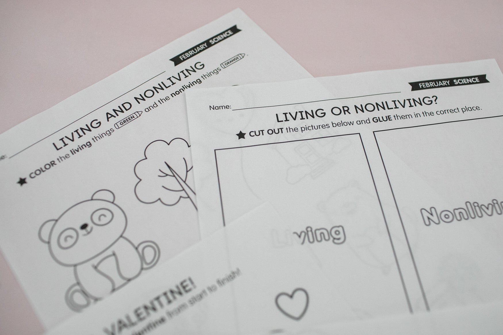 Printable February Science Living vs. Nonliving