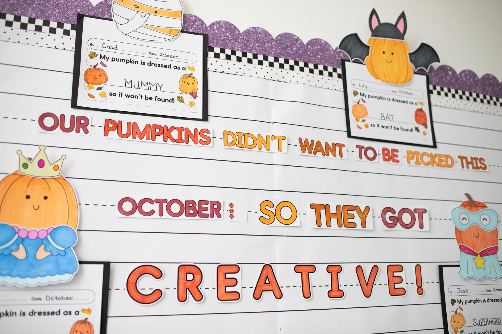 pumpkins in disguise bulletin board set