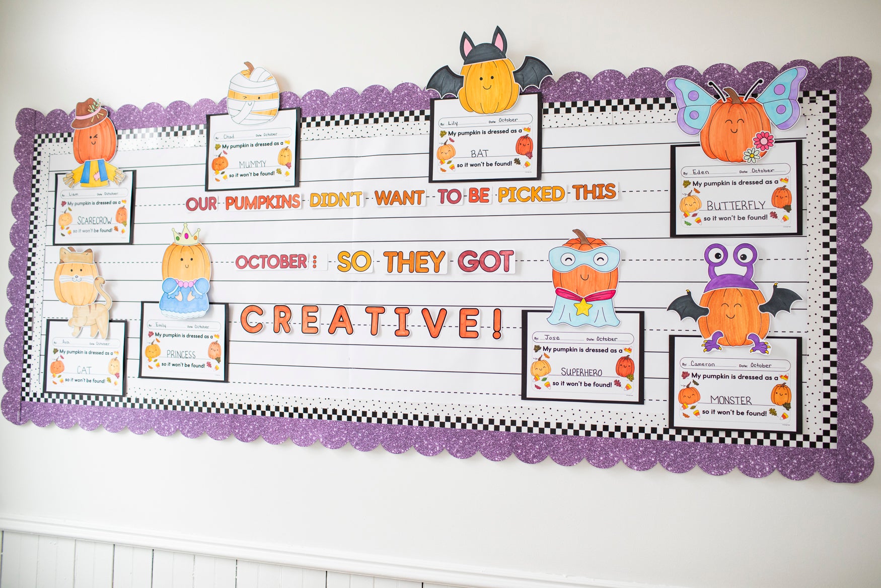 pumpkins in disguise bulletin board set