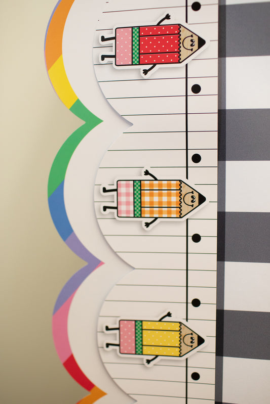 Retro Pencil Pals Bulletin Board Border | 90s Teacher