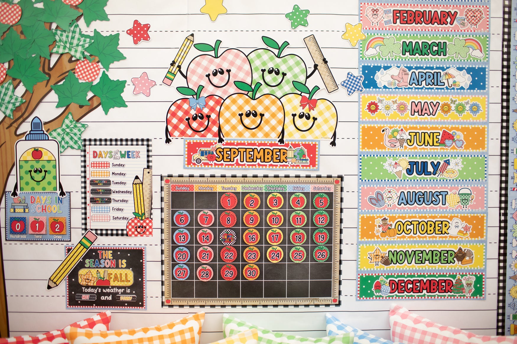 Retro Calendar Bulletin Board Set | 90s Teacher