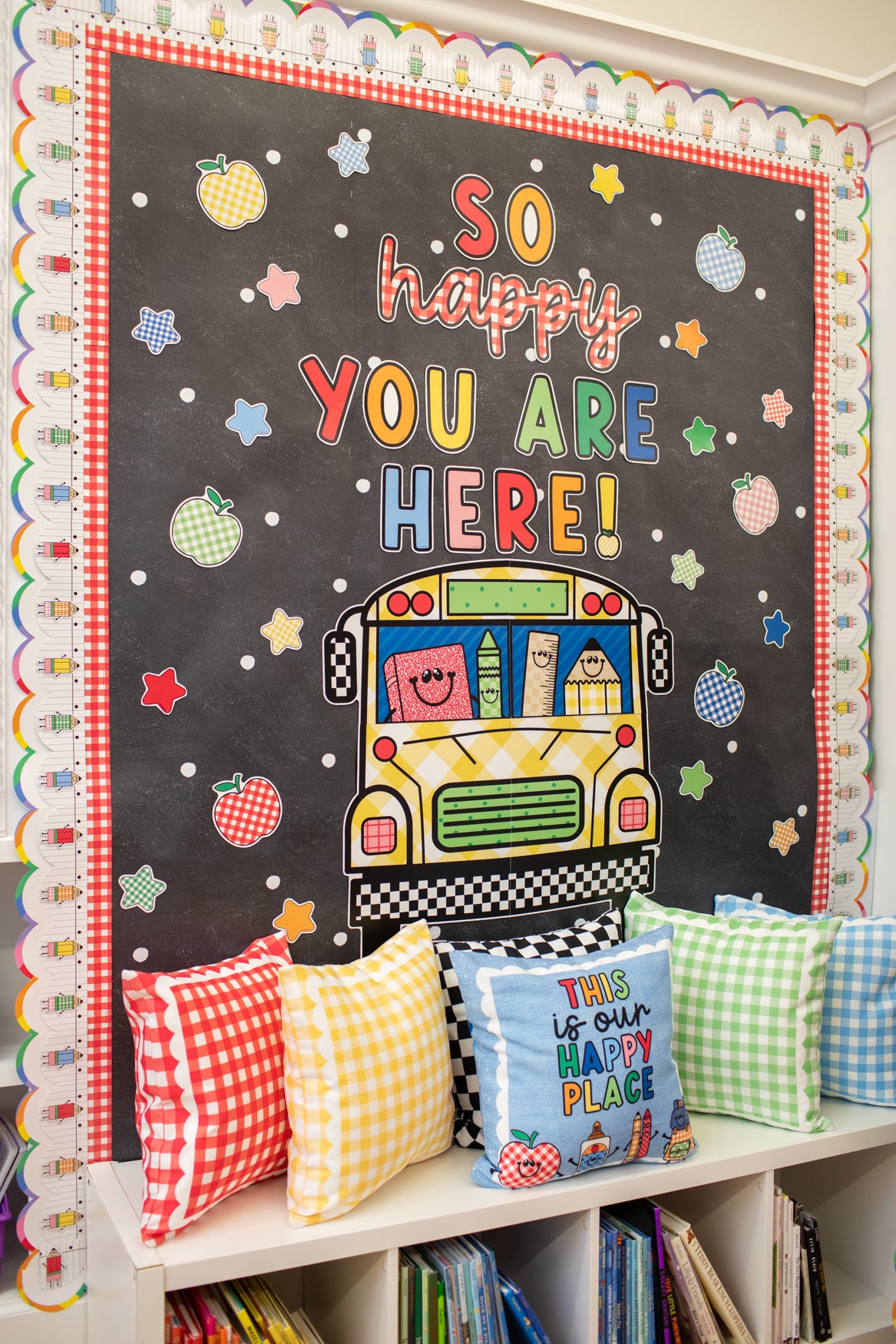 Retro Happy You Are Here Bus Door Decor Set | 90s Teacher