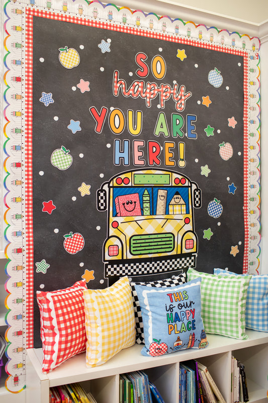 Retro Happy You Are Here Bus Door Decor Set | 90s Teacher