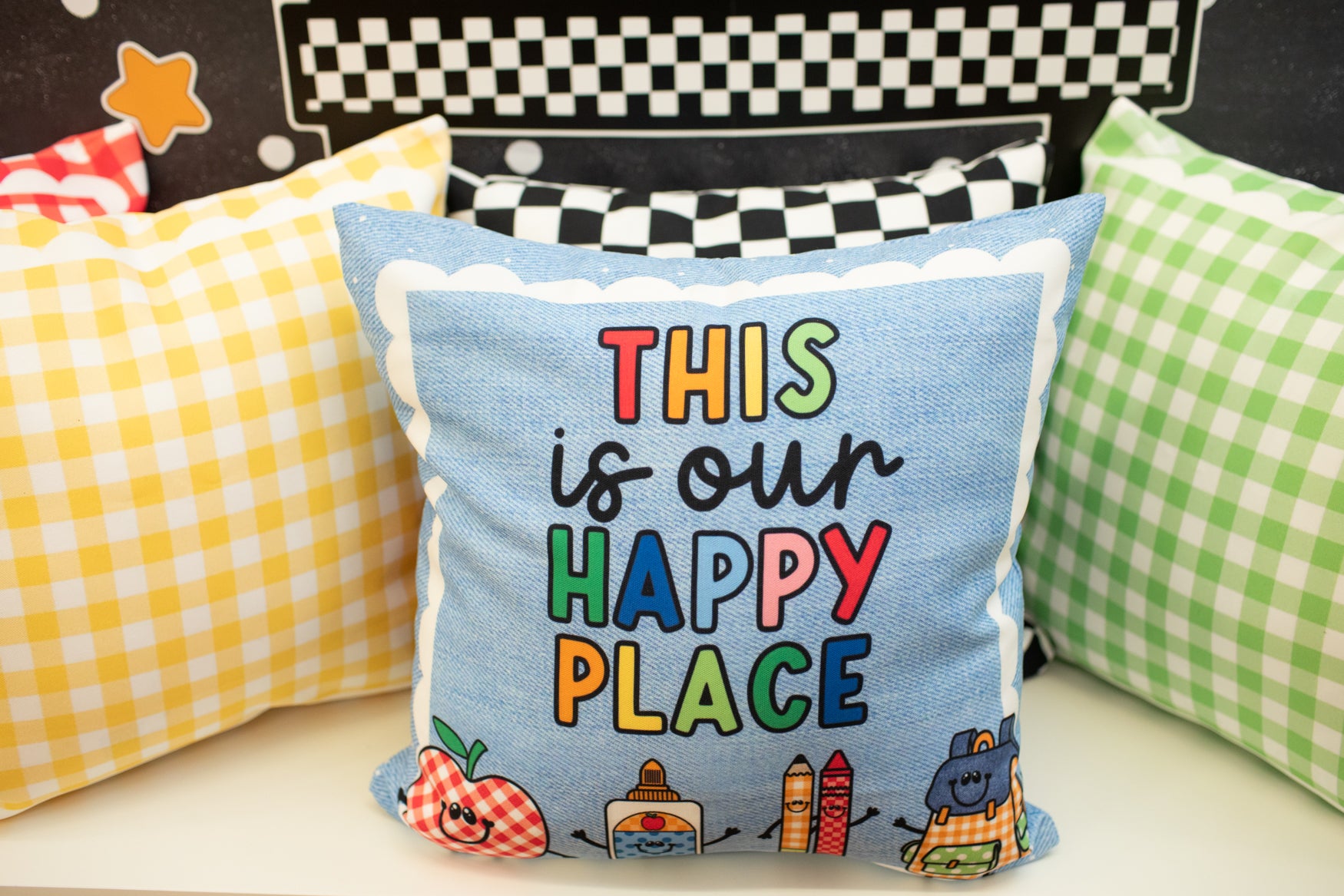 This is Our Happy Place Classroom Pillow Cover | 90s Teacher