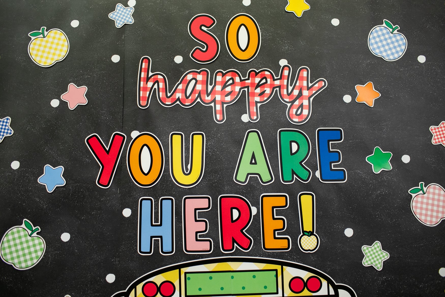 Retro Happy You Are Here Bus Door Decor Set | 90s Teacher