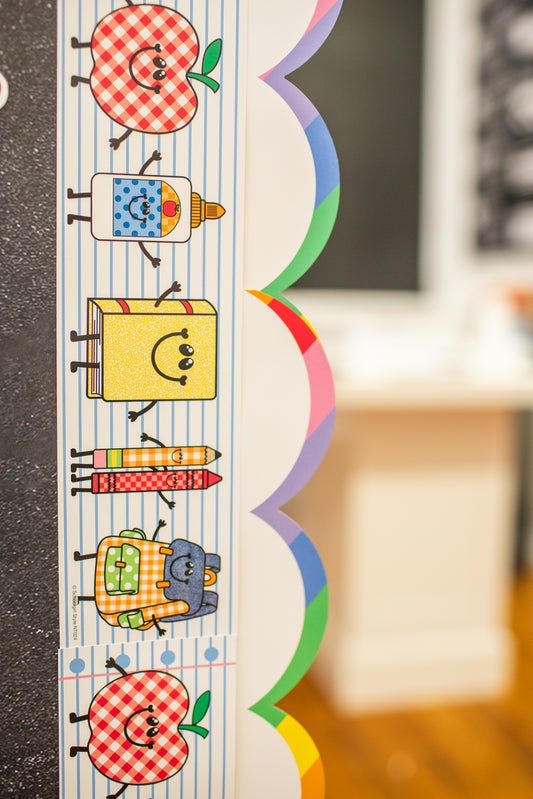 School Supply Friends Retro Bulletin Board Border | 90s Teacher