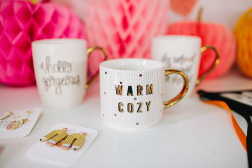 Warm & Cozy Gold Tile Coffee Mug │ Fall Coffee Mug │ Schoolgirl Style