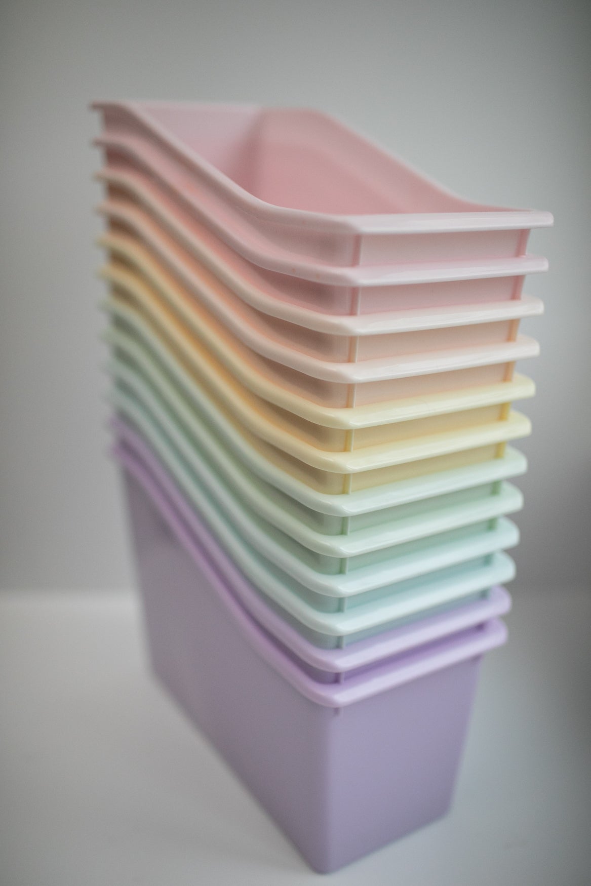 Pastel Classroom Book Bins Set of 12 | Plastic Library Storage Organizer for Teachers
