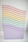 Load image into Gallery viewer, Pastel Classroom Book Bins Set of 12 | Plastic Library Storage Organizer for Teachers
