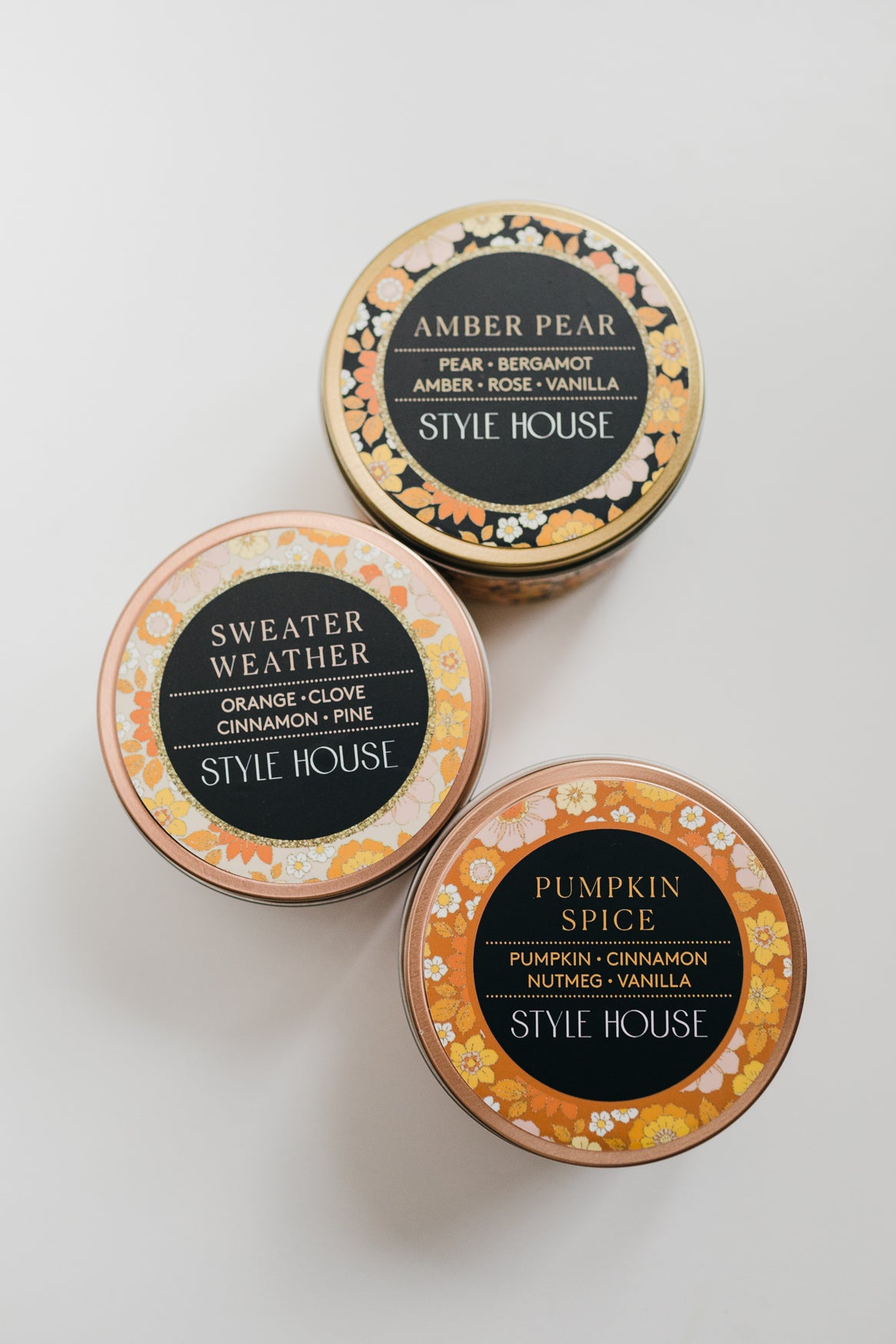 Pumpkin Spice Candle | 6oz Rose Gold Candle Tin  | StyleHouse Design Studio