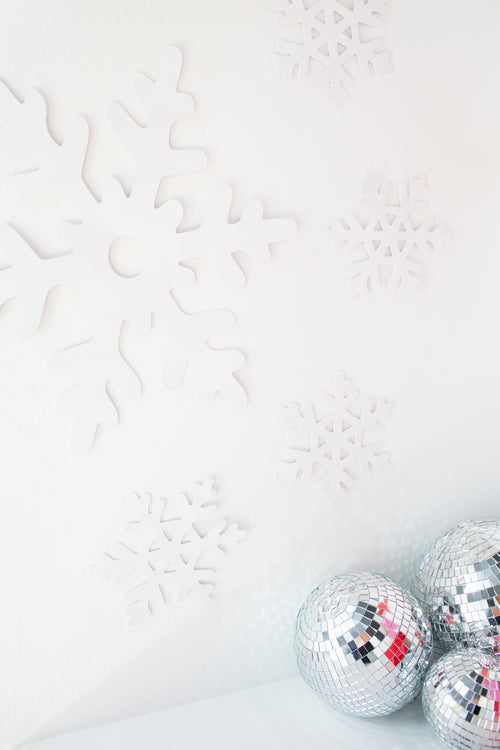 White Glitter Paper Snowflake Accents