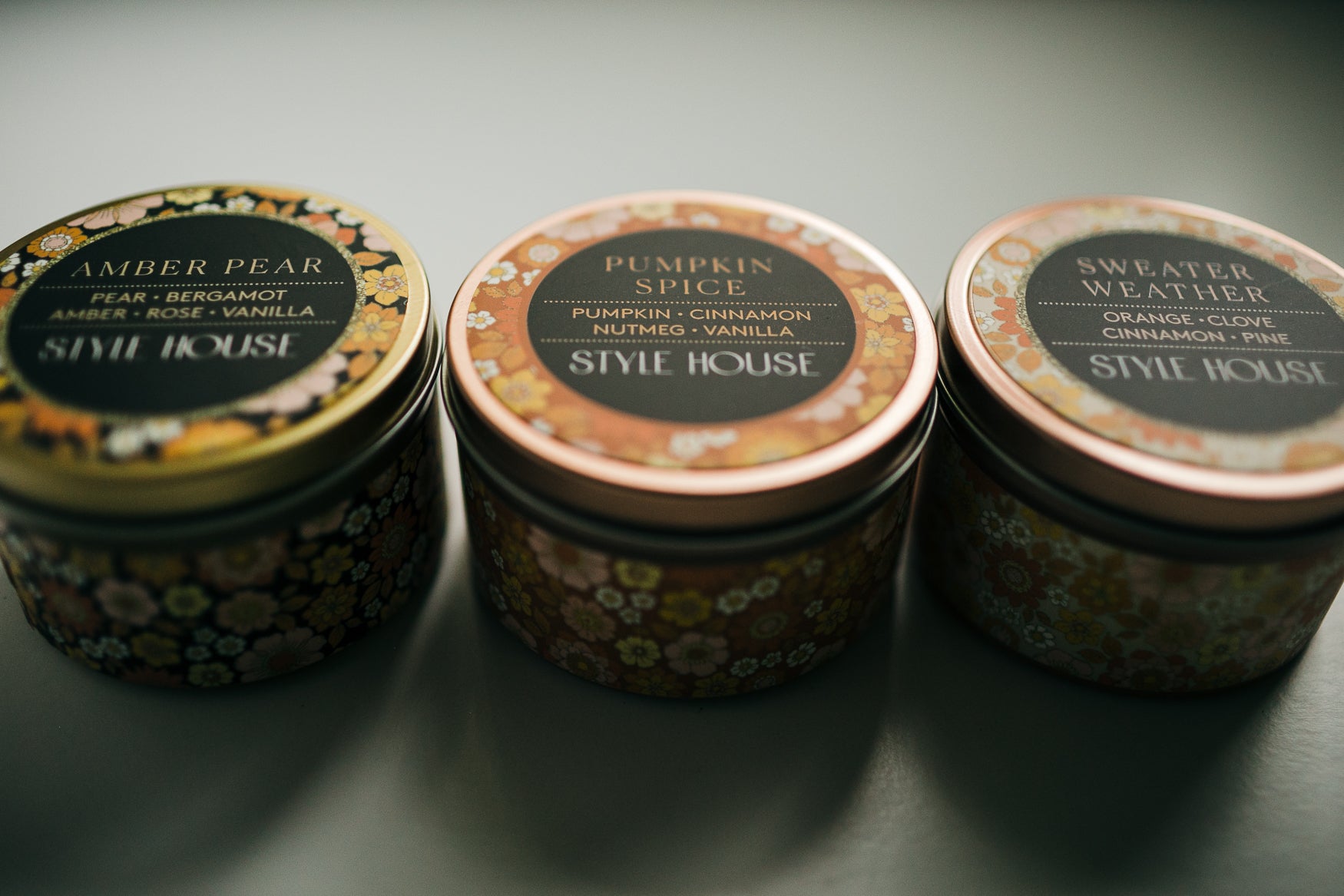 Pumpkin Spice Candle | 6oz Rose Gold Candle Tin  | StyleHouse Design Studio