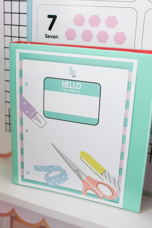 Saved By The Pastel Editable Binder Covers and Spines UPRINT