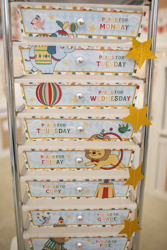 Printable Vintage Editable 10 Drawer Cart Labels | Storybook Circus
