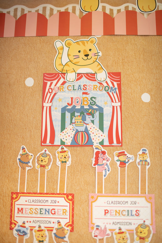 Printable Vintage Editable Classroom Jobs Bulletin Board Set | Storybook Circus