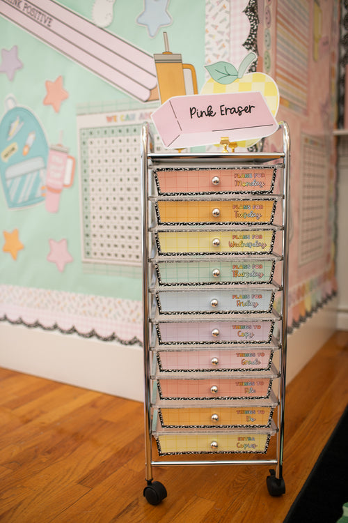 Saved By The Pastel Editable Cart Labels 10 Drawer UPRINT
